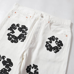 Denim Tears All‑Over Black Floral Print Straight‑Leg Streetwear Pants