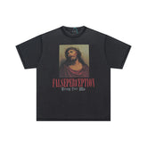 False Perception Pray For Me Portrait Vintage Washed Black Tee