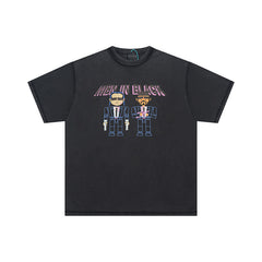 False Perception Men In Black Cartoon Figure Vintage Tee