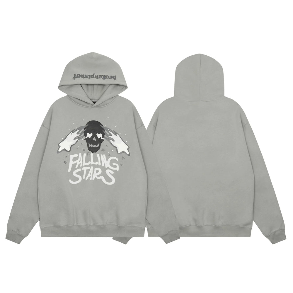 Broken Planet "Falling Stars" Graphic Hoodie - Cement Grey
