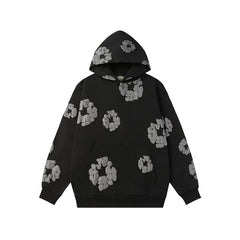 Denim Tears Black Allover Grey Cotton Wreath Pullover Hoodie
