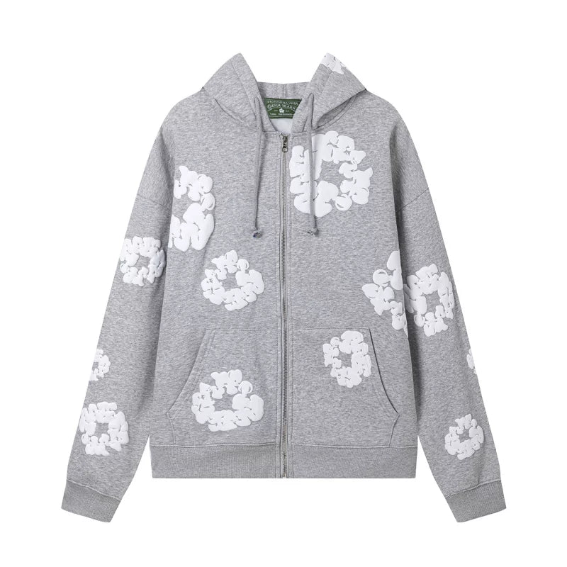 Denim Tears Cotton Wreath Full Zip Hoodie Heather Grey