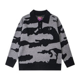 Corteiz Camo Jacquard Knit Polo Sweater