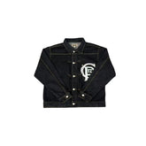 Corteiz Ctiz Logo Contrast Stitch Black Denim Trucker Jacket