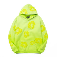 Denim Tears Neon Green Allover Cotton Wreath Pullover Hoodie