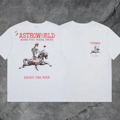 Travis Scott Astroworld Skeleton Horse Double Sided Graphic Tee