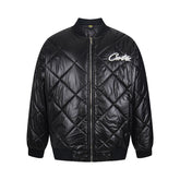Corteiz Script Logo Black Quilted Bomber Jacket