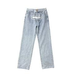 Corteiz X Slaughter Gang 21 Savage Light Wash Straight Leg Jeans