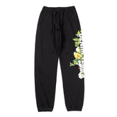 Denim Tears Black Floral Graphic Print Jogger Sweatpants