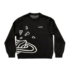 BROKEN PLANET WHITE OUTLINE CRACKED PLANET CREWNECK KNIT SWEATER
