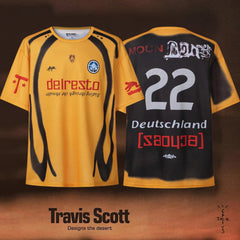 Travis Scott Utopia Yellow Black Number 22 Soccer Jersey