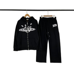 Broken Planet Cracked Planet Zip Hoodie And Sweatpants Set