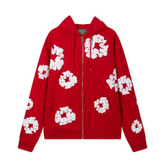 Denim Tears Cotton Wreath Full Zip Hoodie Red