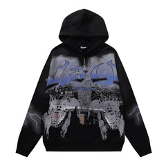 Vale Forever Return of Vale Twin Dogs & Skyline Graphic Vintage Wash Hoodie