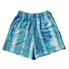 Eric Emanuel Turquoise Snake Print Mesh Shorts