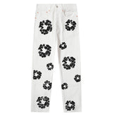 Denim Tears All‑Over Black Floral Print Straight‑Leg Streetwear Pants