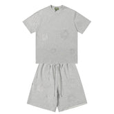 Denim Tears Light Gray Printed Short Sleeve T-Shirt & Drawstring Shorts