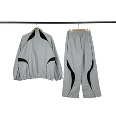 BROKEN PLANET COLOR BLOCK NYLON TRACKSUIT LIGHT GREY BLACK