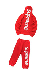 Supreme Side Logo Hoodie & Sweatpants Set – Red