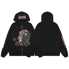 Travis Scott Fragment Pink Tiger Black Full Zip Hoodie