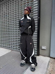 BROKEN PLANET COLOR BLOCK NYLON TRACKSUIT BLACK WHITE