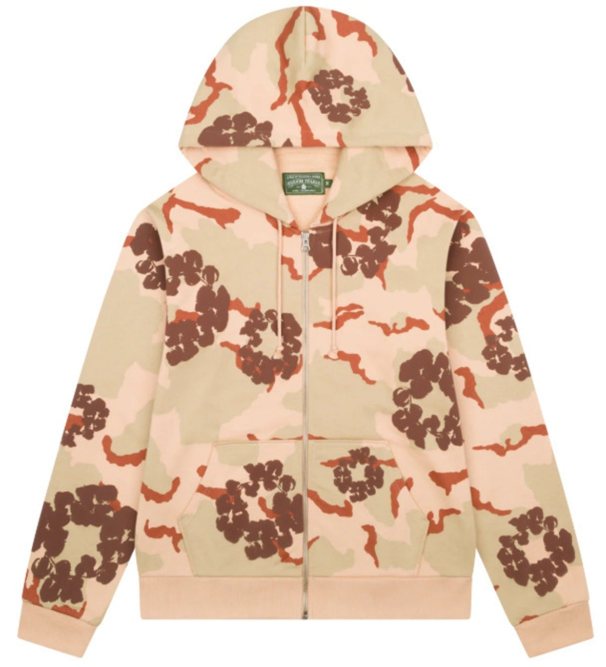 Denim Tears Desert Khaki Camo Brown Floral All Over Print Zip Up Hoodie
