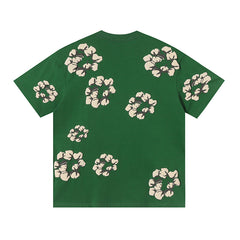 Denim Tears Forest Green Oversized All Over Beige Flower Wreath TOP