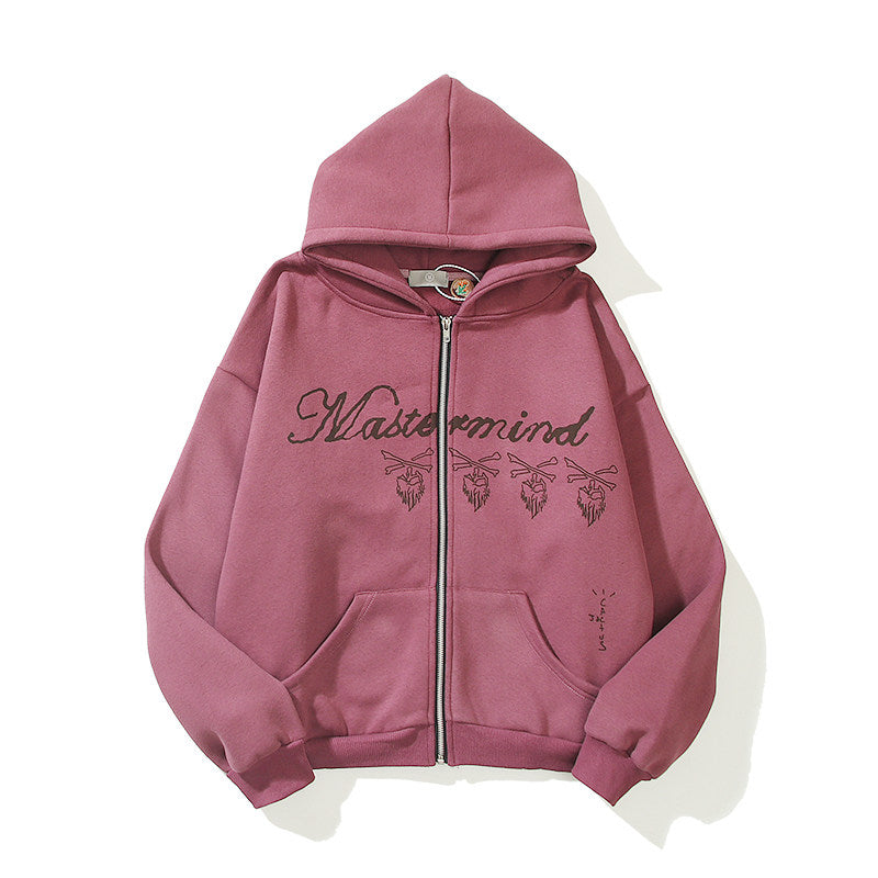 Travis Scott Mastermind Skull Pink Full Zip Hoodie