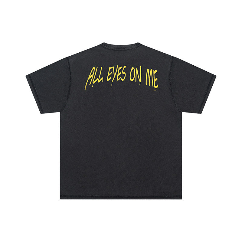 False Perception 2Pac Cartoon Graphic Vintage Washed Black Tee