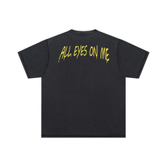 False Perception 2Pac Cartoon Graphic Vintage Washed Black Tee