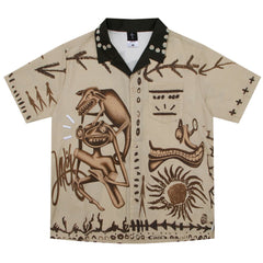 Travis Scott Cactus Jack Art Graphic Short Sleeve Camp Collar Shirt