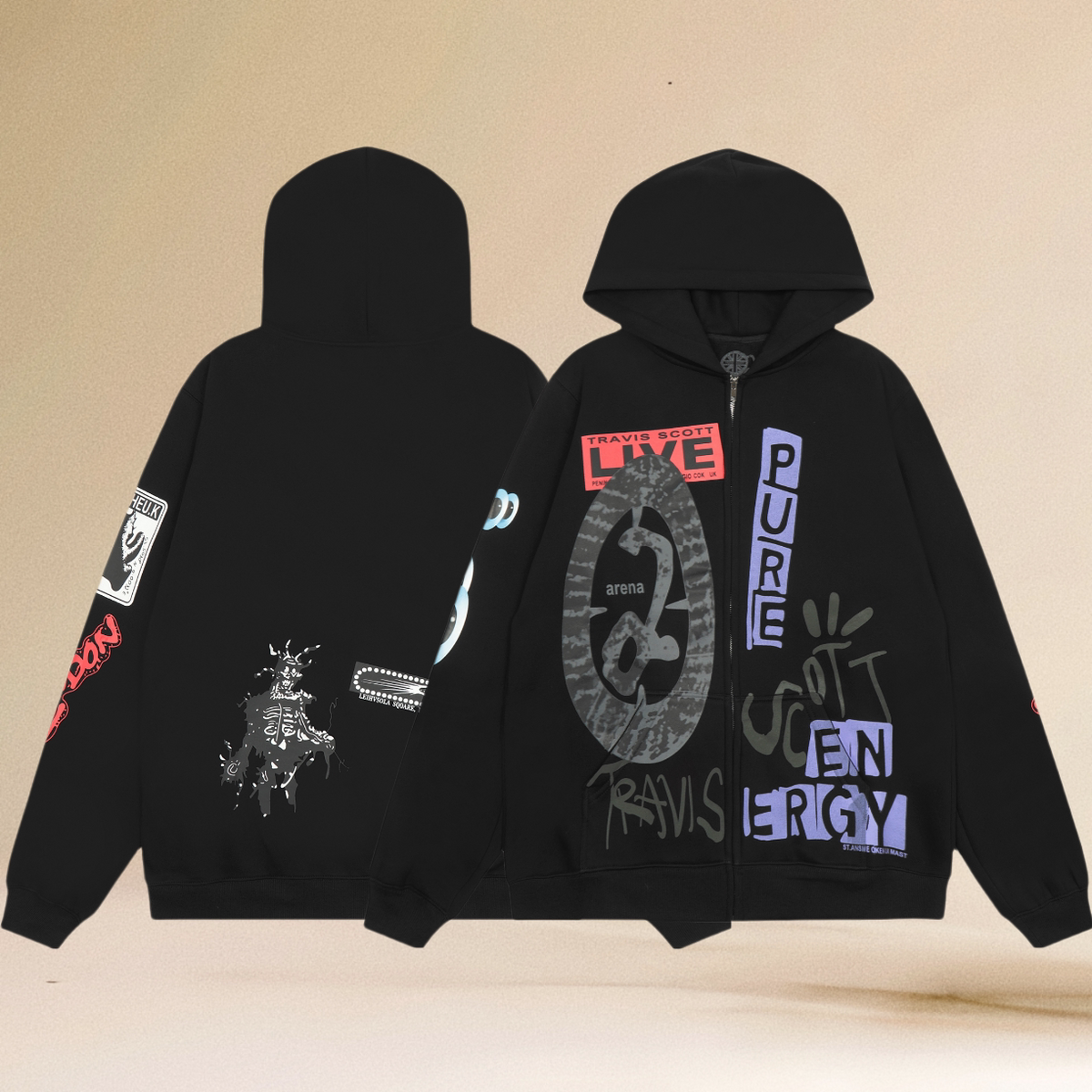 Travis Scott Live Pure Energy Black Full Zip Hoodie