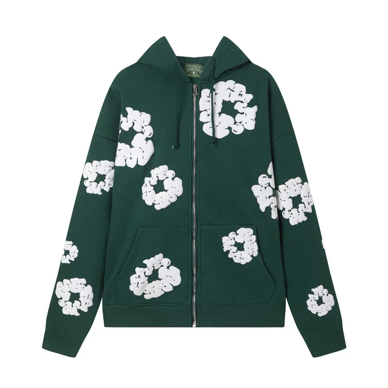 Denim Tears Cotton Wreath Full Zip Hoodie Dark Green
