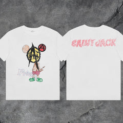 Saint Jack Cartoon Devil Character Double Sided Graphic T-Shirt