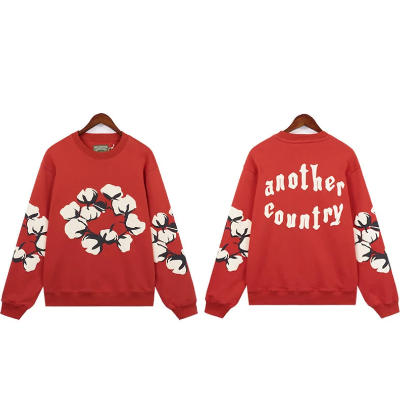Denim Tears Another Country Cotton Wreath Red Crewneck Sweatshirt