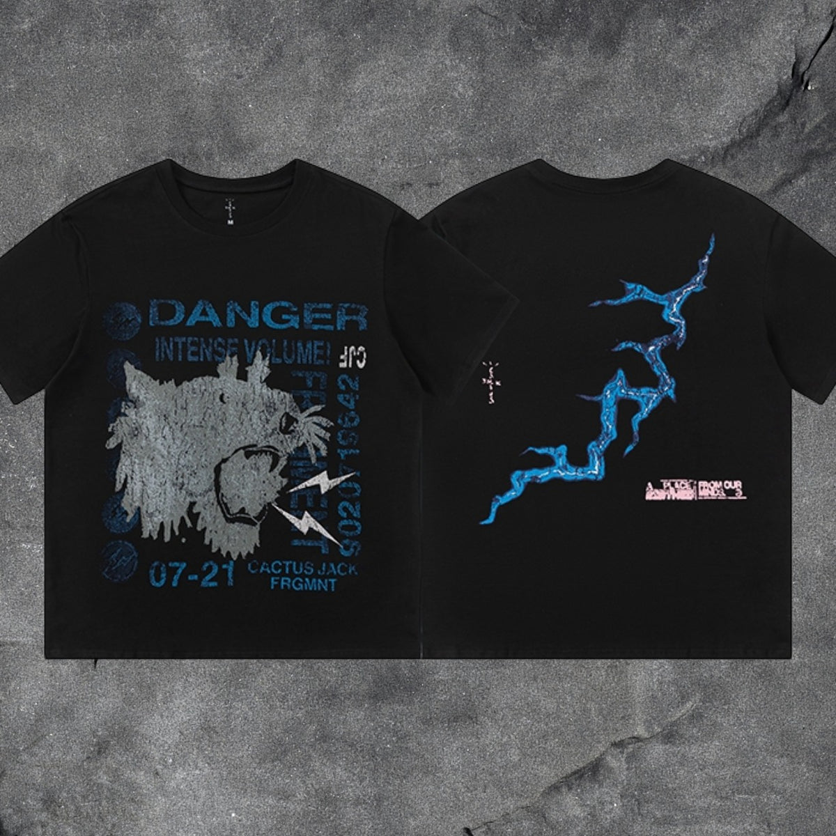 Travis Scott Cactus Jack Fragment Danger Tiger Lightning Tee