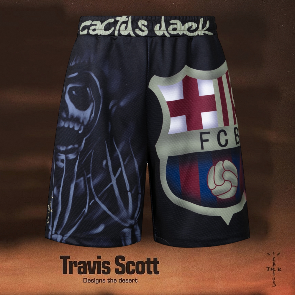 Travis Scott Cactus Jack Barca Skull Soccer Shorts