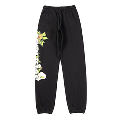 Denim Tears Black Floral Graphic Print Jogger Sweatpants