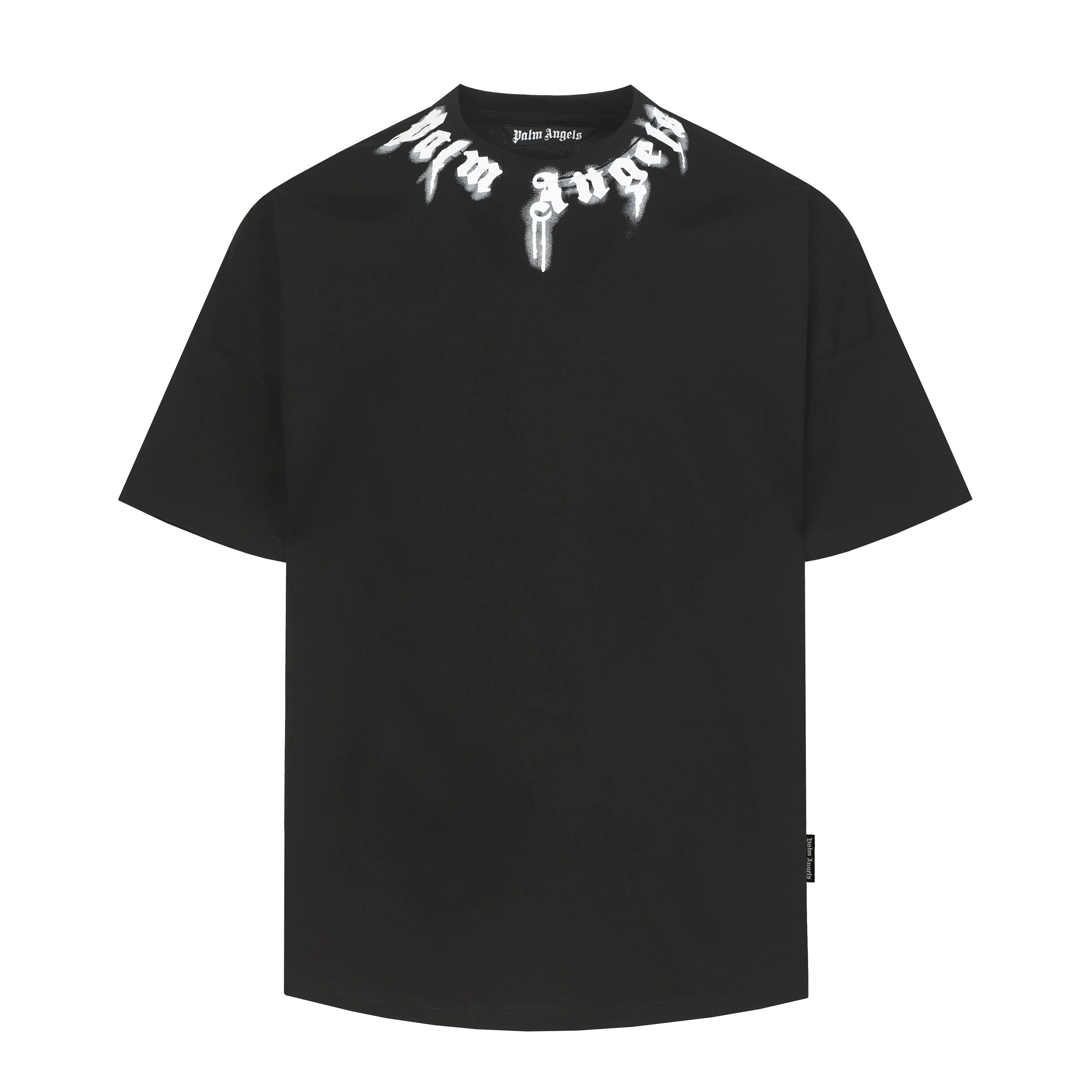 PALM ANGELS NECK LOGO PRINT OVERSIZED SHORT SLEEVE T‑SHIRT