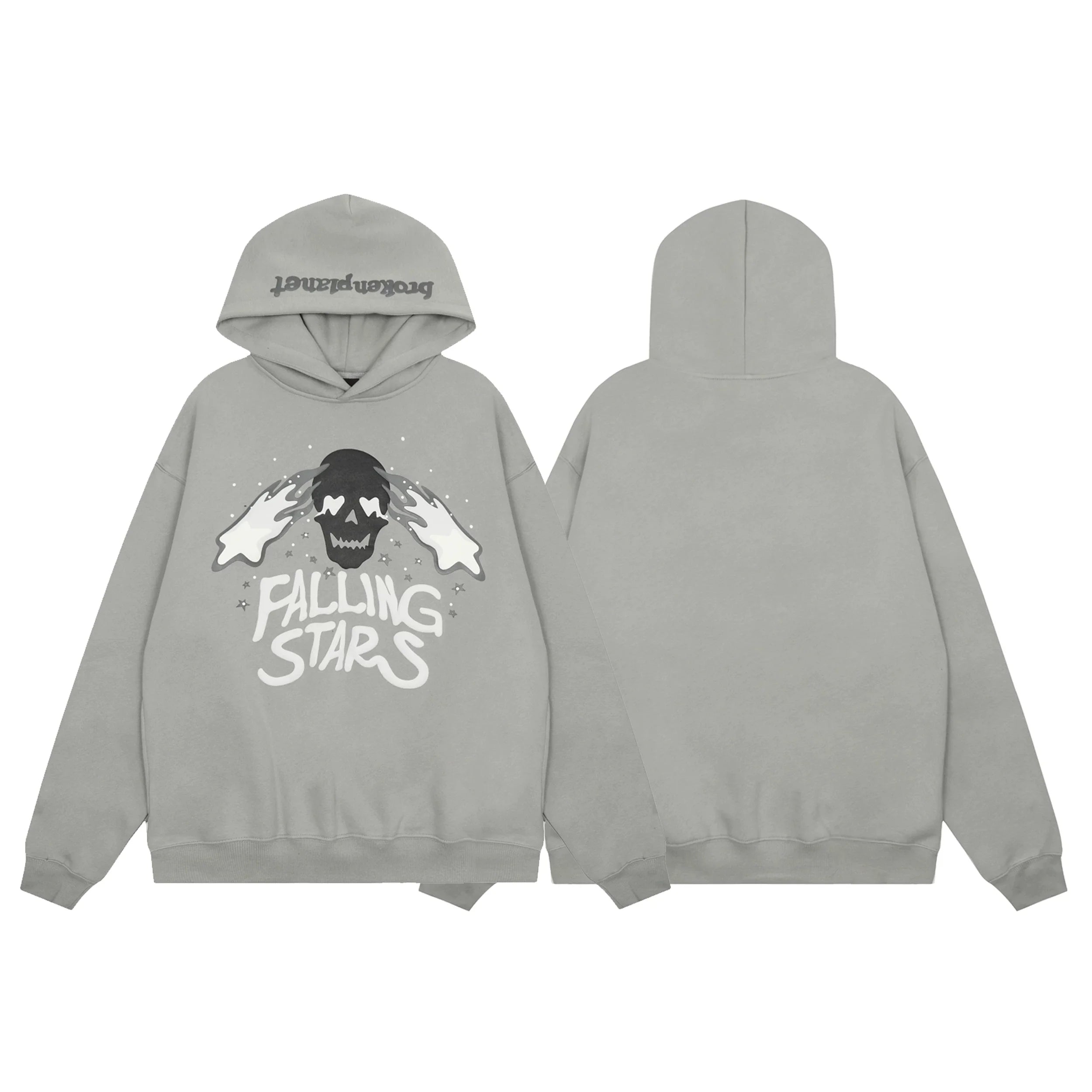 Broken Planet "Falling Stars" Graphic Hoodie - Cement Grey
