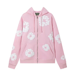 Denim Tears Cotton Wreath Full Zip Hoodie Pink