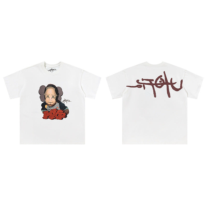 Travis Scott Kaws Collab Portrait Double Sided White Graphic Tee