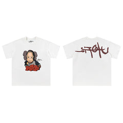 Travis Scott Kaws Collab Portrait Double Sided White Graphic Tee