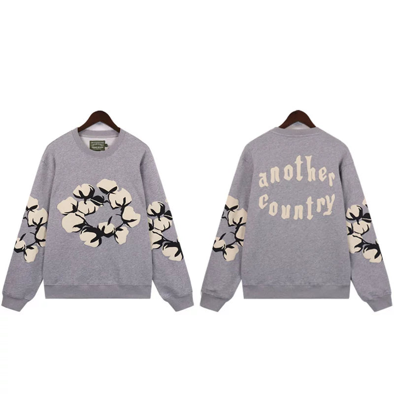 Denim Tears Another Country Cotton Wreath Grey Crewneck Sweatshirt