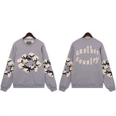 Denim Tears Another Country Cotton Wreath Grey Crewneck Sweatshirt