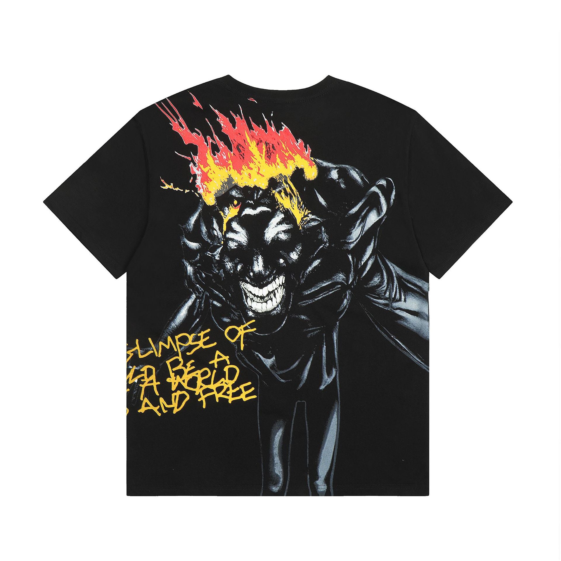 Travis Scott Flaming Demon Back Print Double Sided Black Graphic Tee