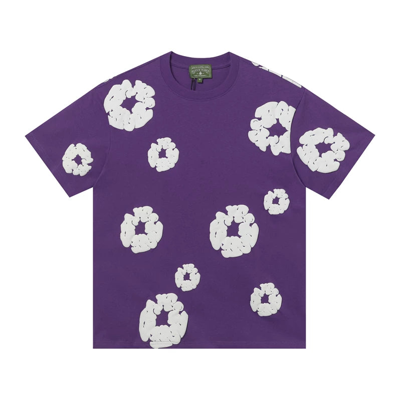 Denim Tears Cotton Wreath Purple Unisex Short Sleeve T Shirt