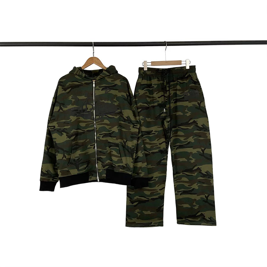 Broken Planet Camo Cracked Planet Zip Hoodie And Sweatpants Set