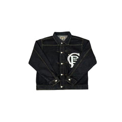 Corteiz Ctiz Logo Contrast Stitch Black Denim Trucker Jacket