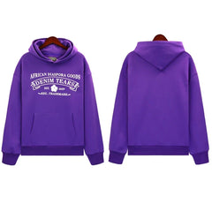Denim Tears Vibrant Purple Vintage Gothic Letter Print Hoodie